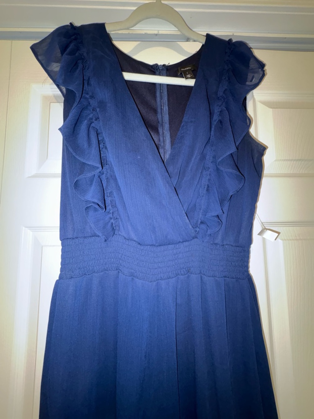 Halogen Navy Ruffle-Trim Jumpsuit - Picture 3 of 7